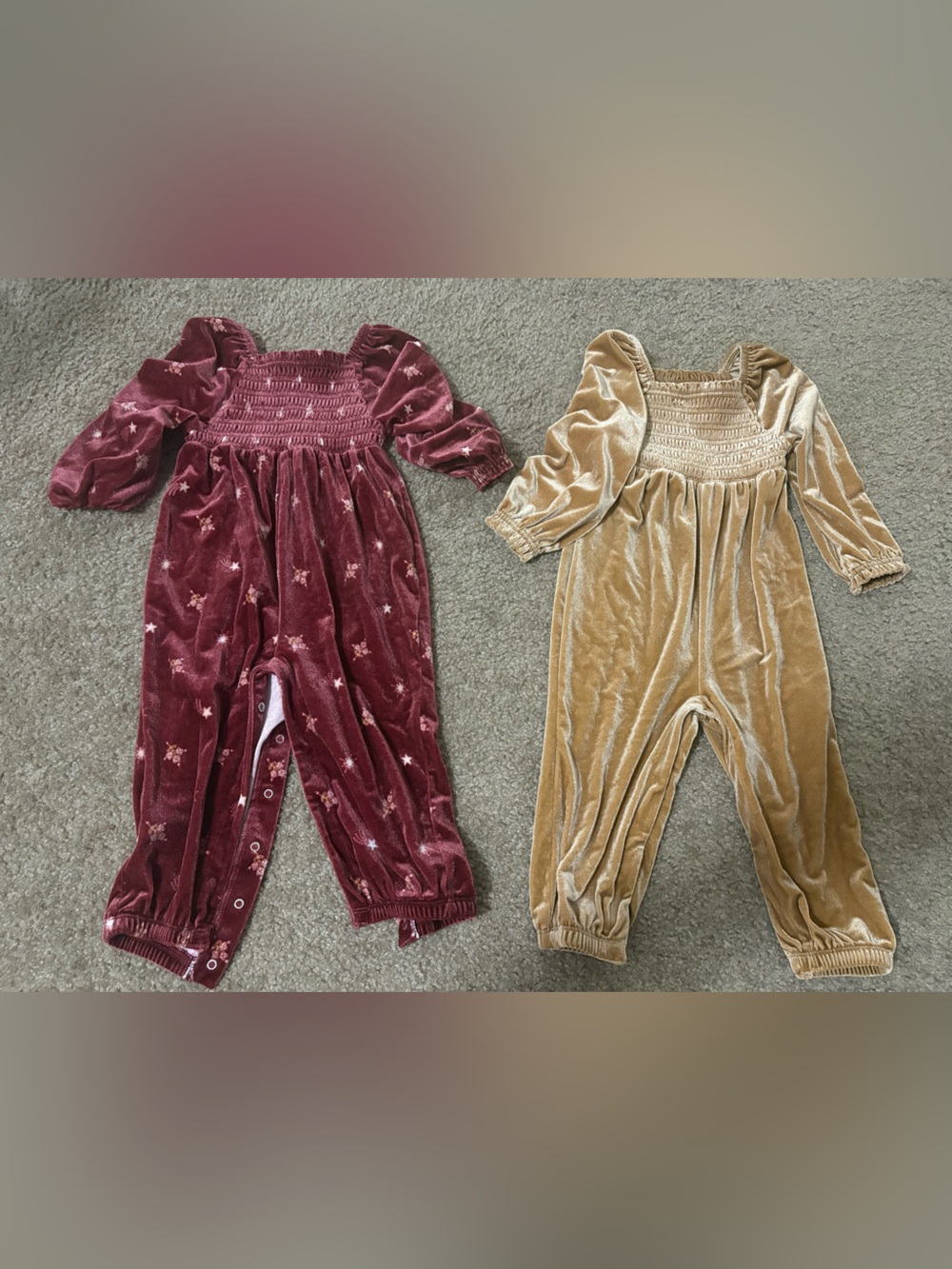 Old Navy Pink and Burgundy Smocked rompers bundle